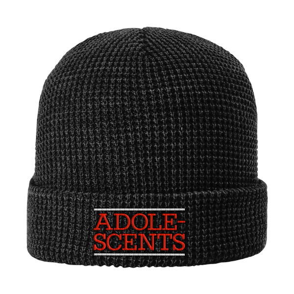 Adolescents Embroidered Logo Black Waffle Knited